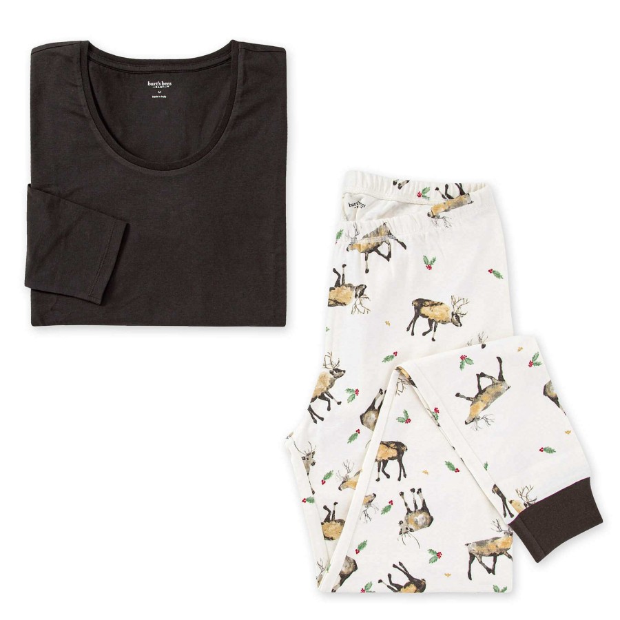 Girl Burt's Bees Baby | Adult Women'S Pajama Set, Northern Reindeer