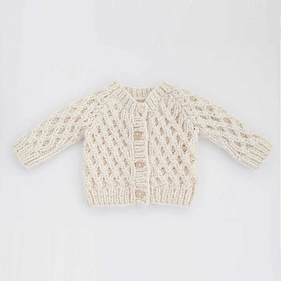 Boy Huggalugs | Waffle Cardigan Sweater, Natural