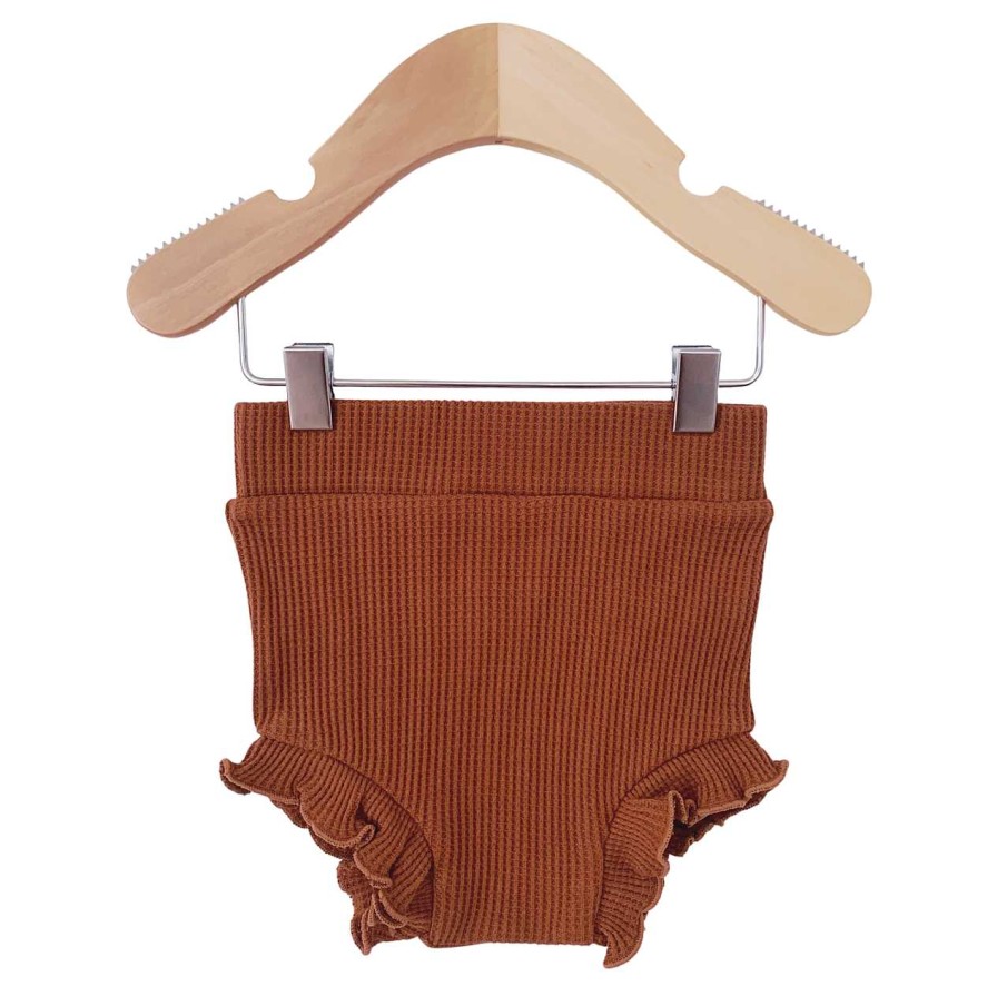 Girl SpearmintLOVE | Organic Waffle Ruffle Bloomer, Caramel