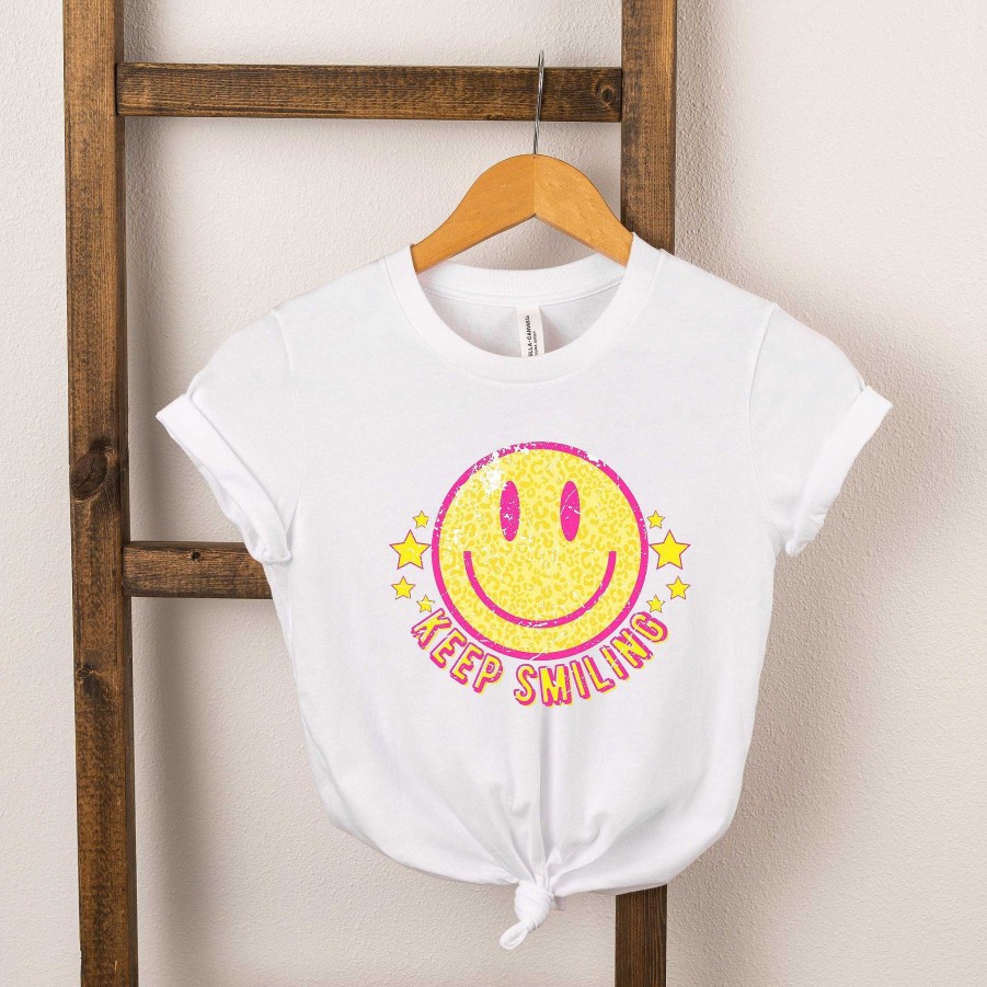 Girl The Juniper Shop | Keep Smiling Happy Face Short Sleeve Tee, White