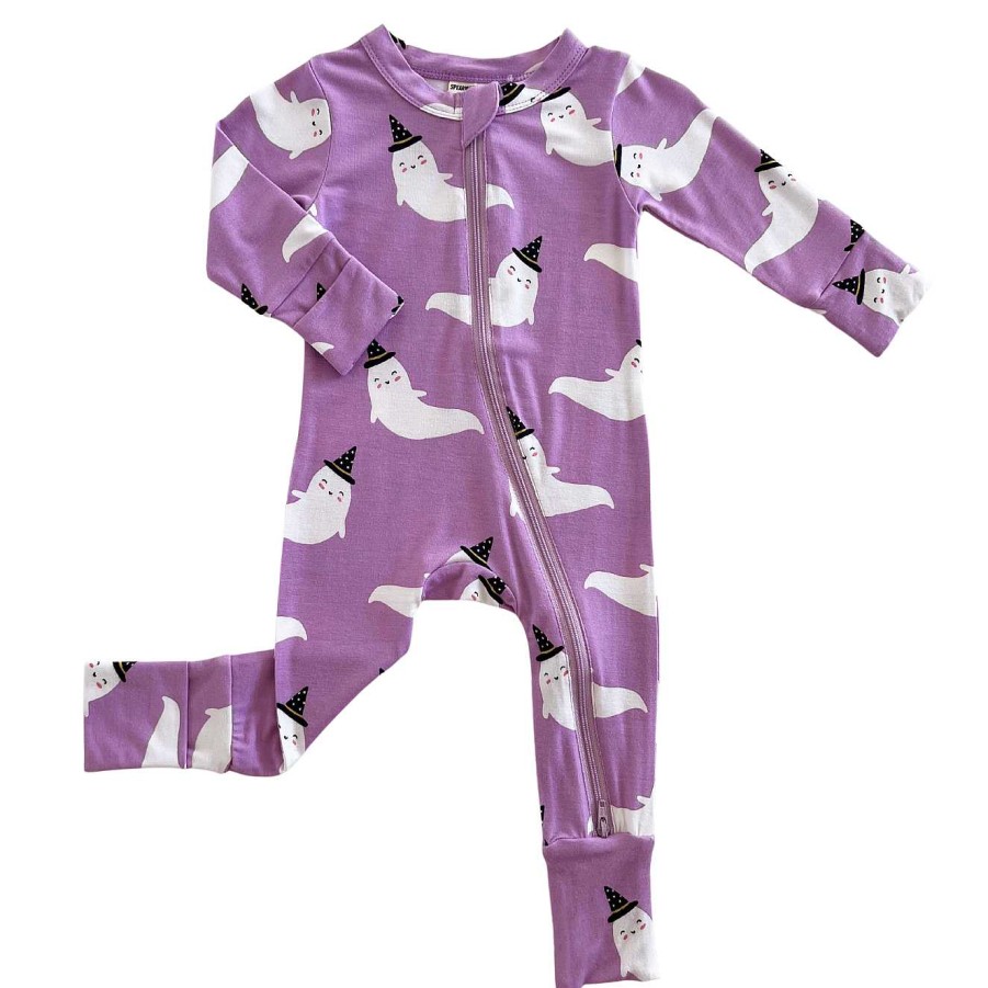 Girl SpearmintLOVE | 2-Way Convertible Zip Romper, Purple Ghost