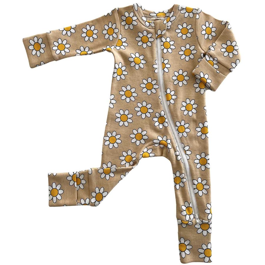 Girl SIIX Collection | Daisy Pop Biscotti / Organic 2-Way Zip Romper