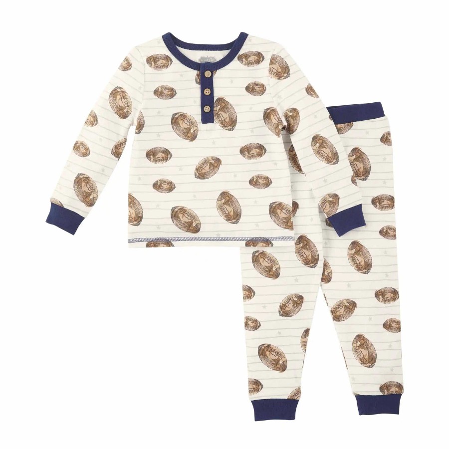 Boy Mud Pie | 2-Piece Pajama Set, Football Blue