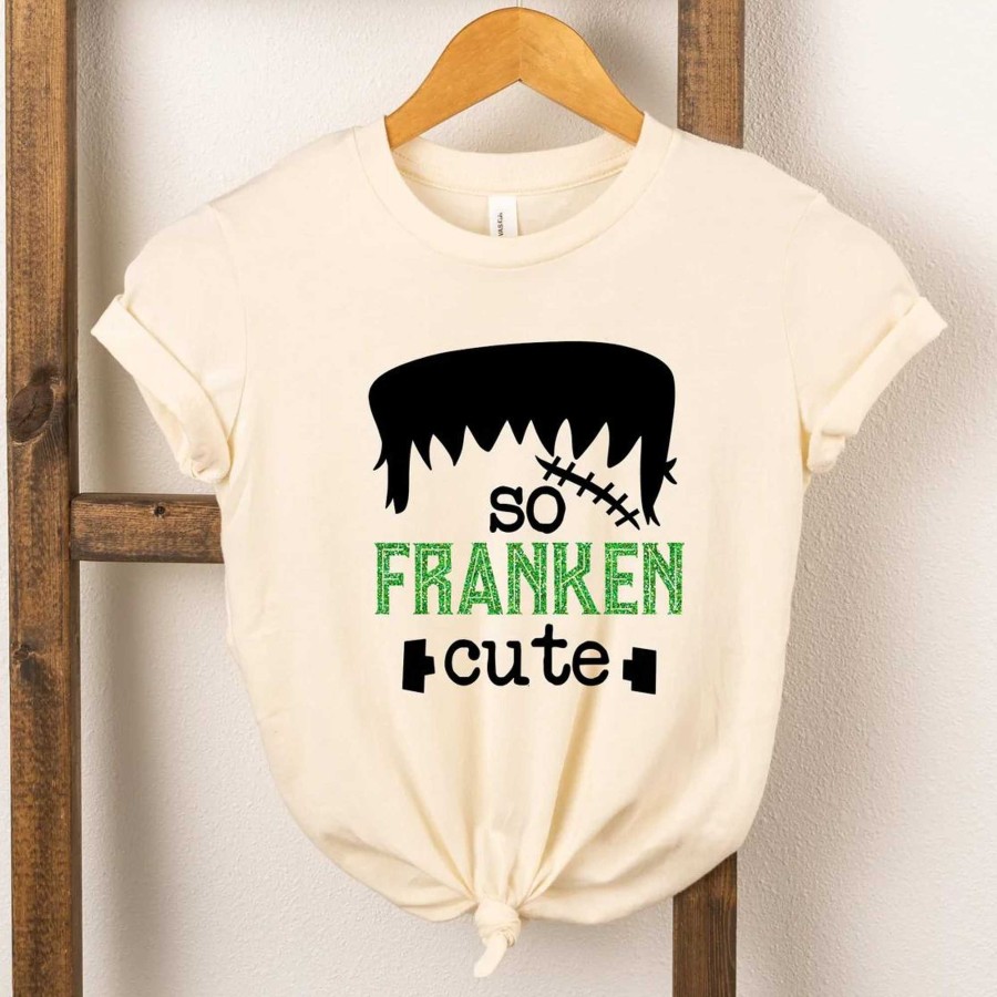 Boy The Juniper Shop | So Franken Cute Glitter Short Sleeve Graphic Tee, Cream