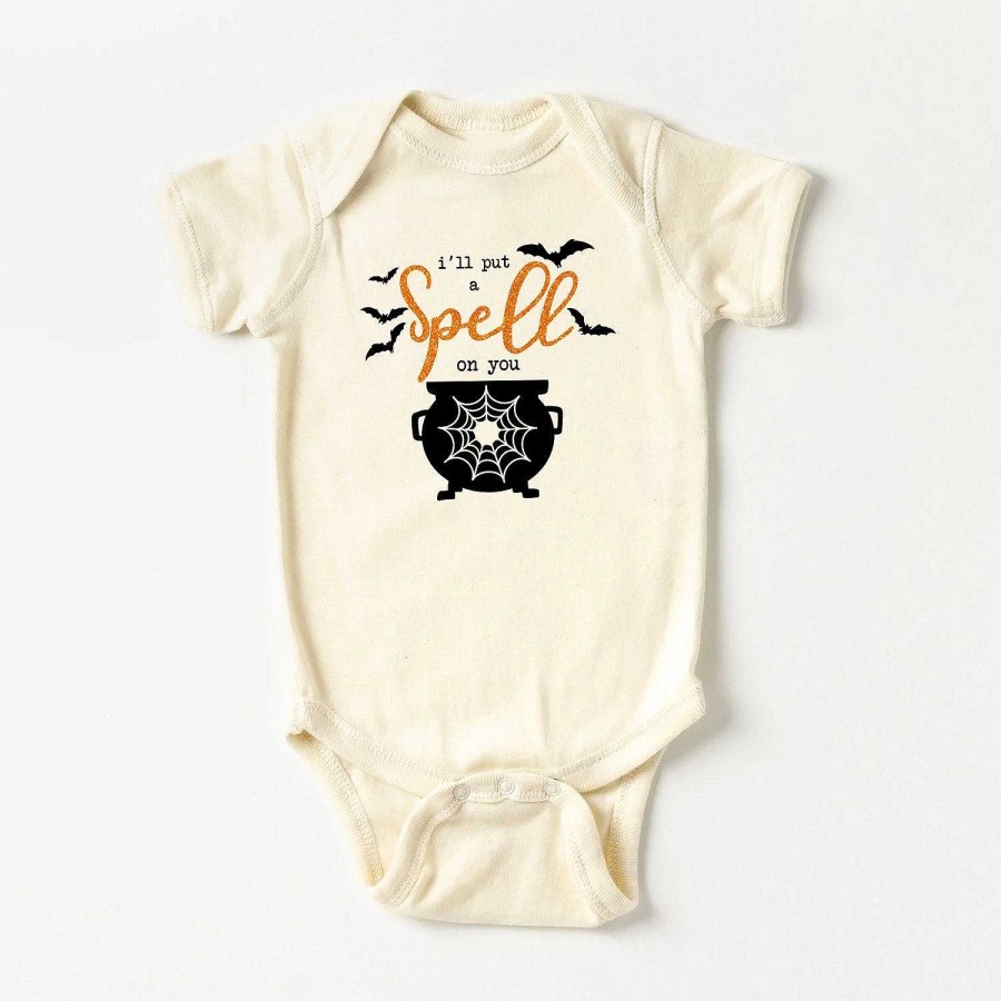 Boy The Juniper Shop | I'Ll Put A Spell On You Glitter Short Sleeve Bodysuit, Cream