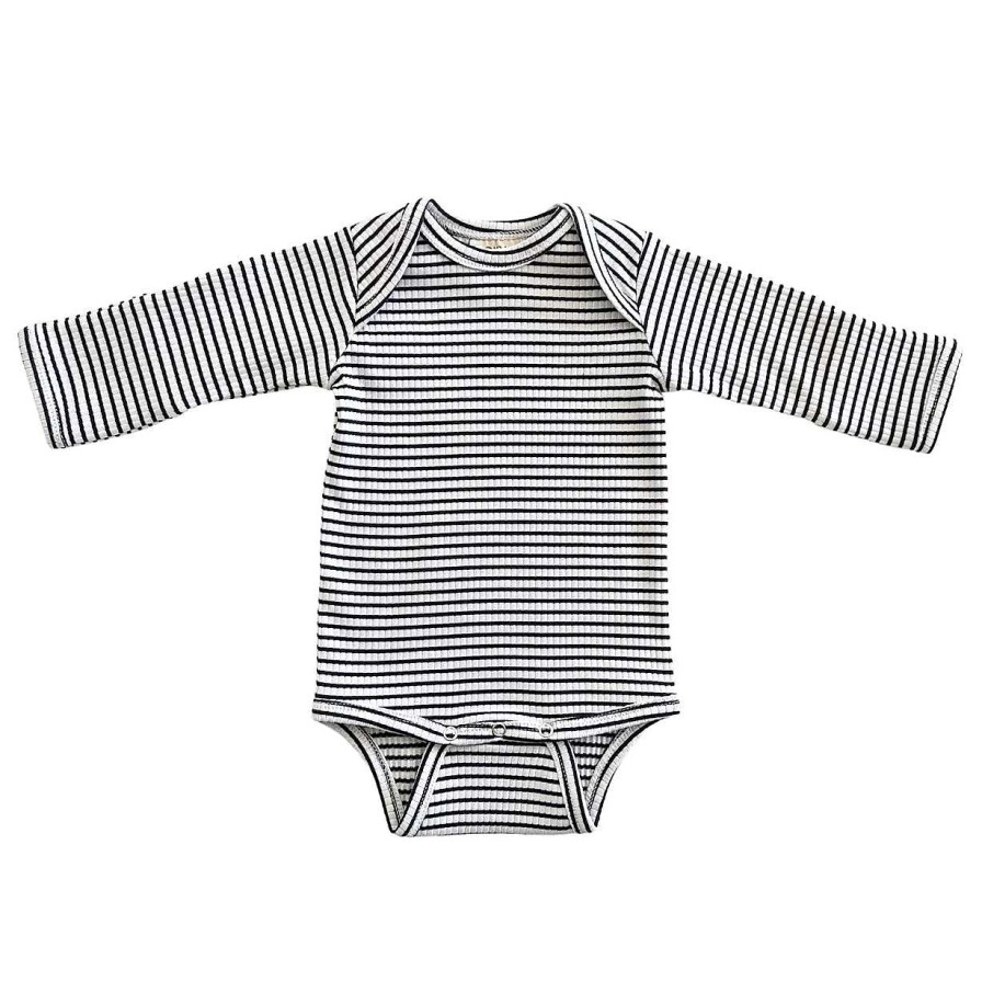 Girl SIIX Collection | Black Stripe / Organic Ribbed Long Sleeve Bodysuit