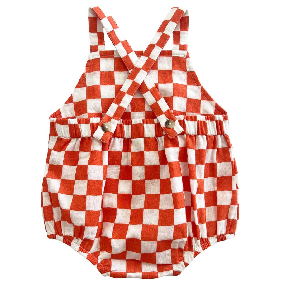 Boy SIIX Collection | Tangerine Checkerboard / Organic August Sunsuit