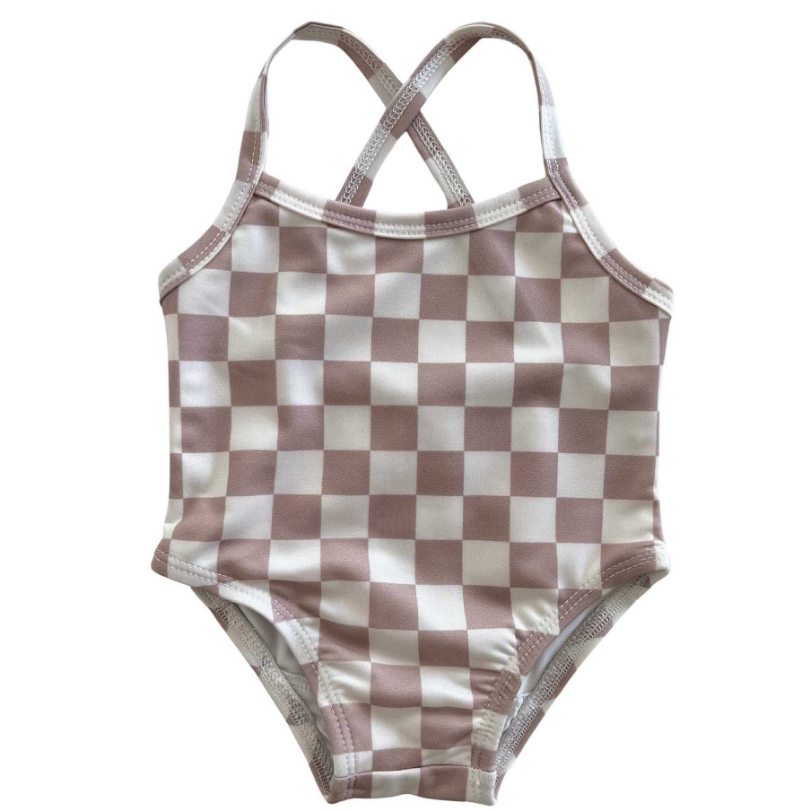 Girl SIIX Collection | Tiramisu Checkerboard / Marina Swimsuit / Upf 50+