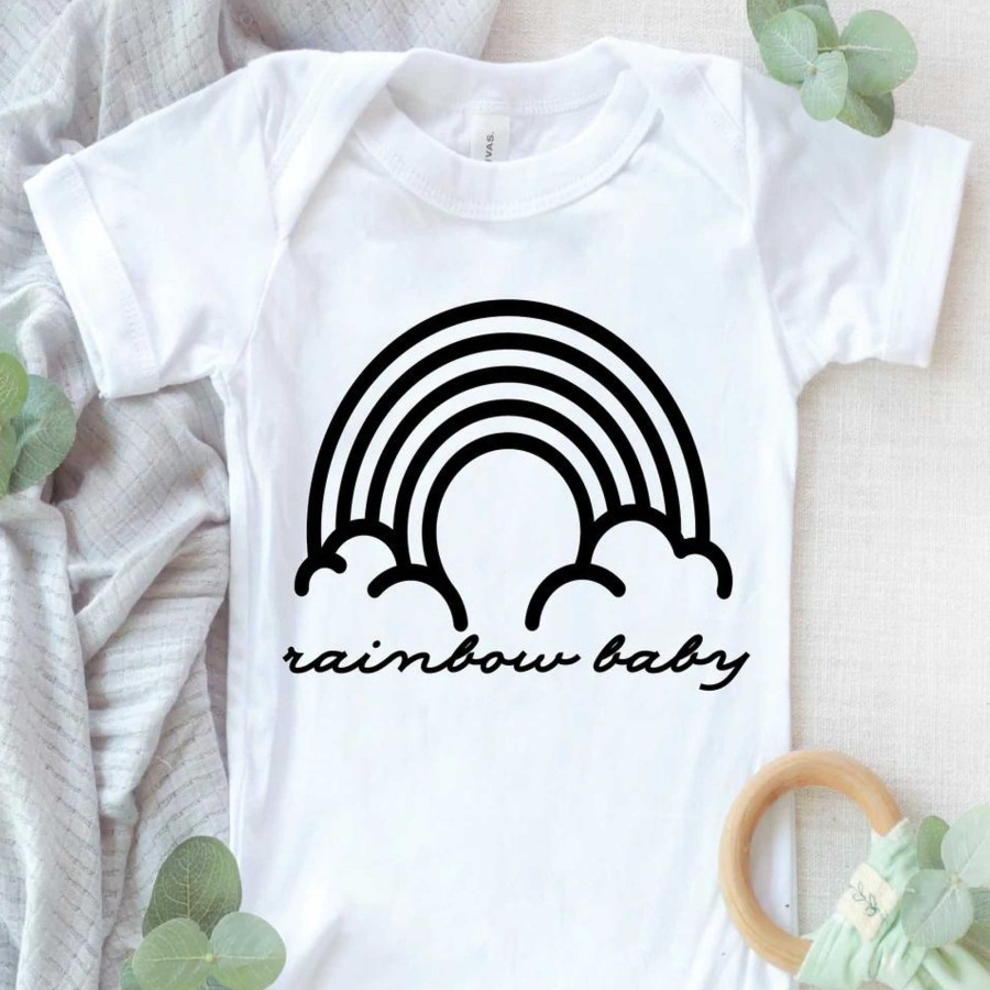 Boy Saved by Grace Co. | Rainbow Baby Graphic Bodysuit, White