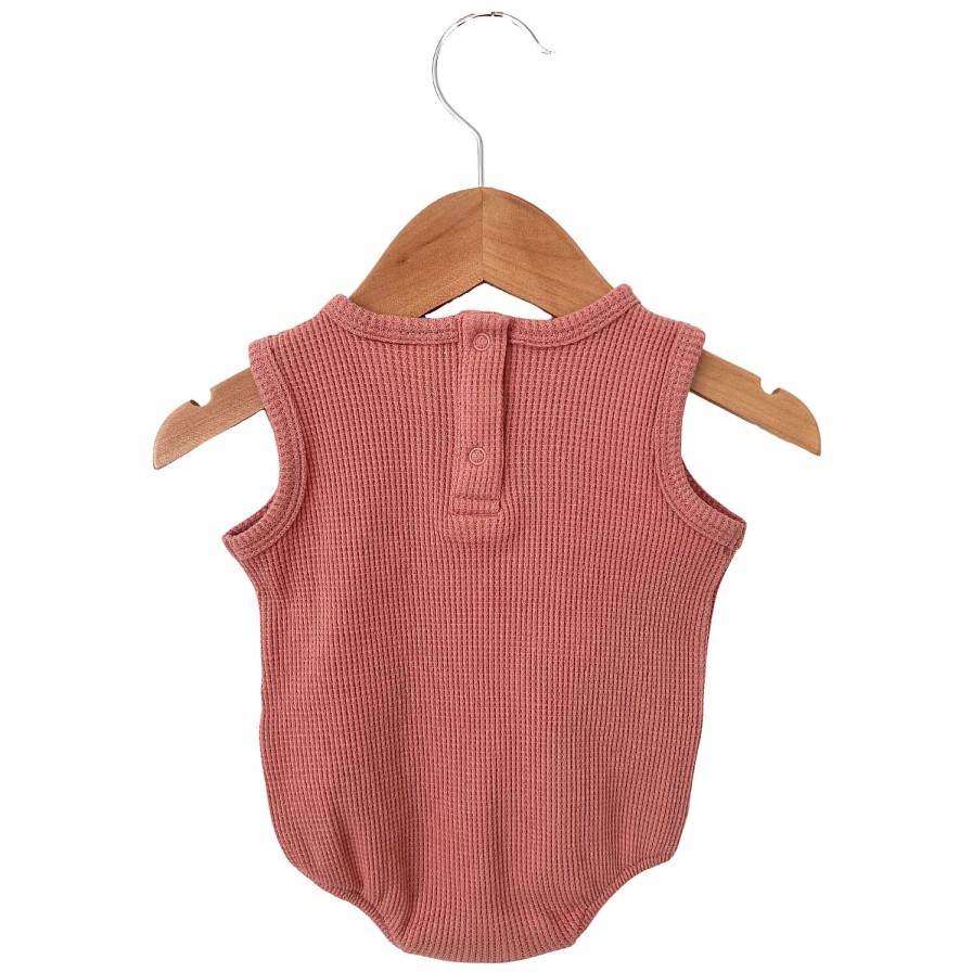 Girl SpearmintLOVE | Organic Waffle Bubble Romper, Dusty Rose