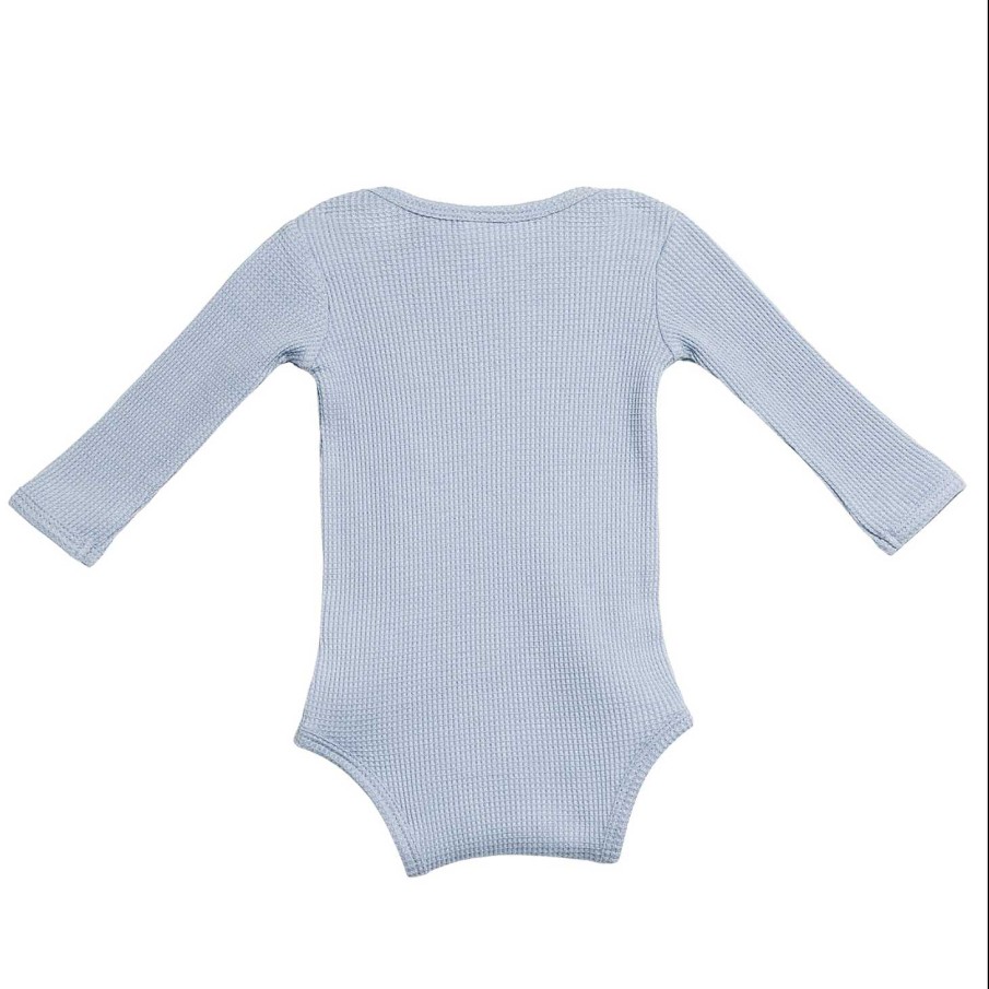 Girl SpearmintLOVE | Organic Waffle Long Sleeve Bodysuit, Baby Blue