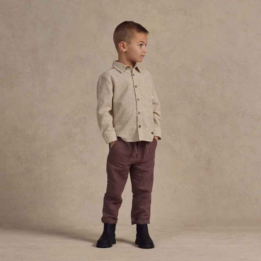 Boy Rylee & Cru | Rylee & Cru Long Sleeve Collared Shirt, Brass Stripe