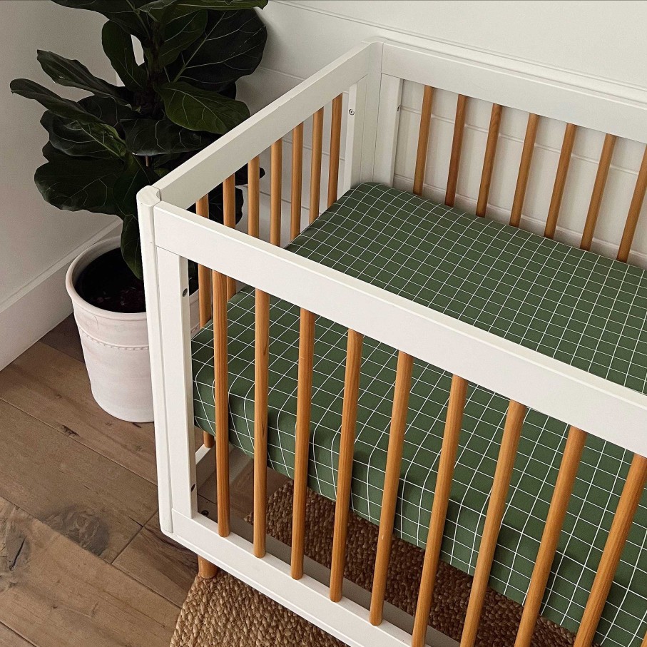 Baby Stuff SpearmintLOVE | Stretch Crib Sheet, Basil Windowpane