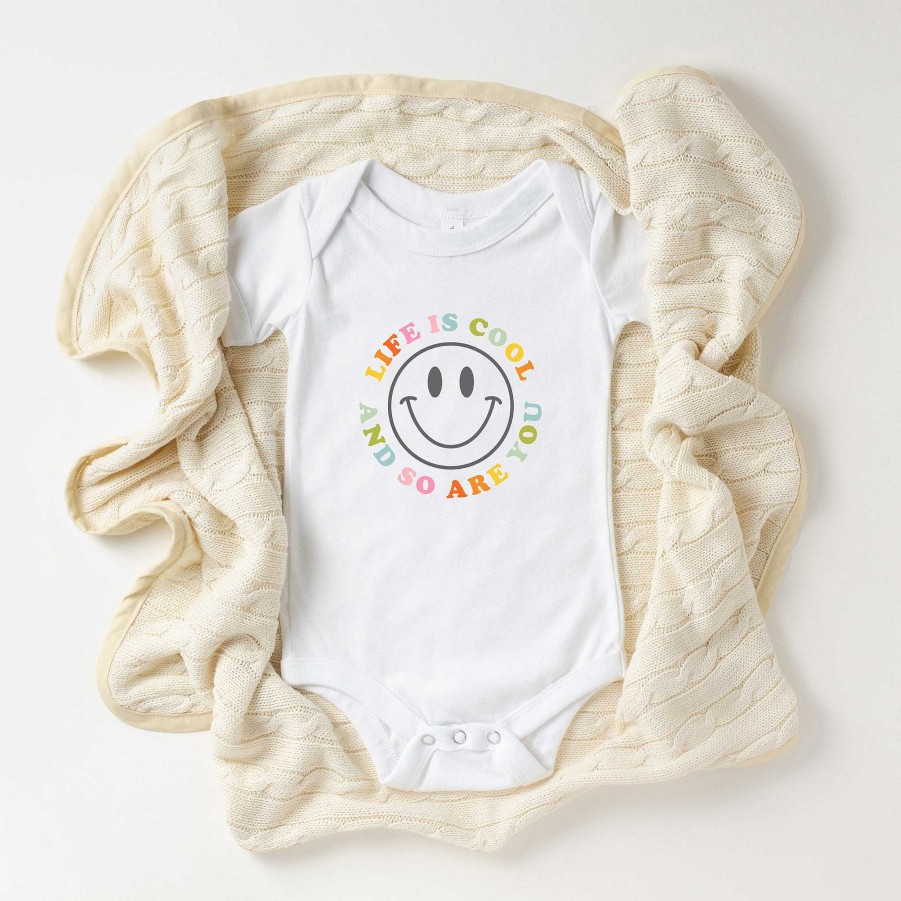 Boy The Juniper Shop | Life Is Cool Short Sleeve Bodysuit, White