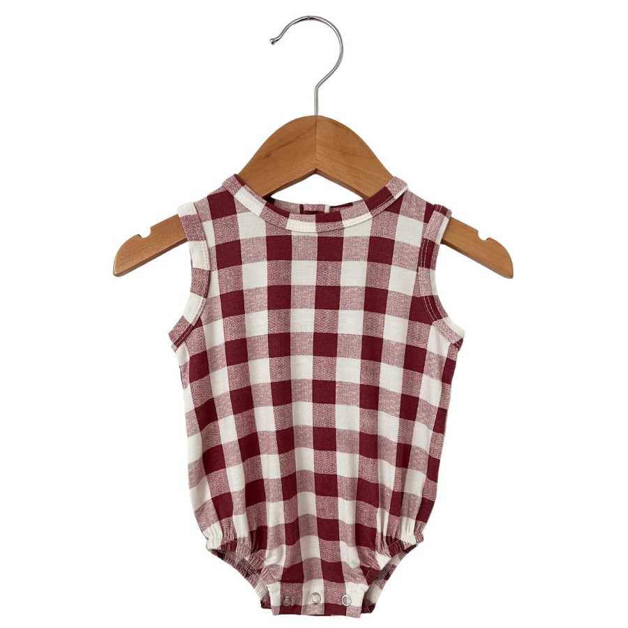 Girl SpearmintLOVE | Bubble Romper, Mulberry Plaid