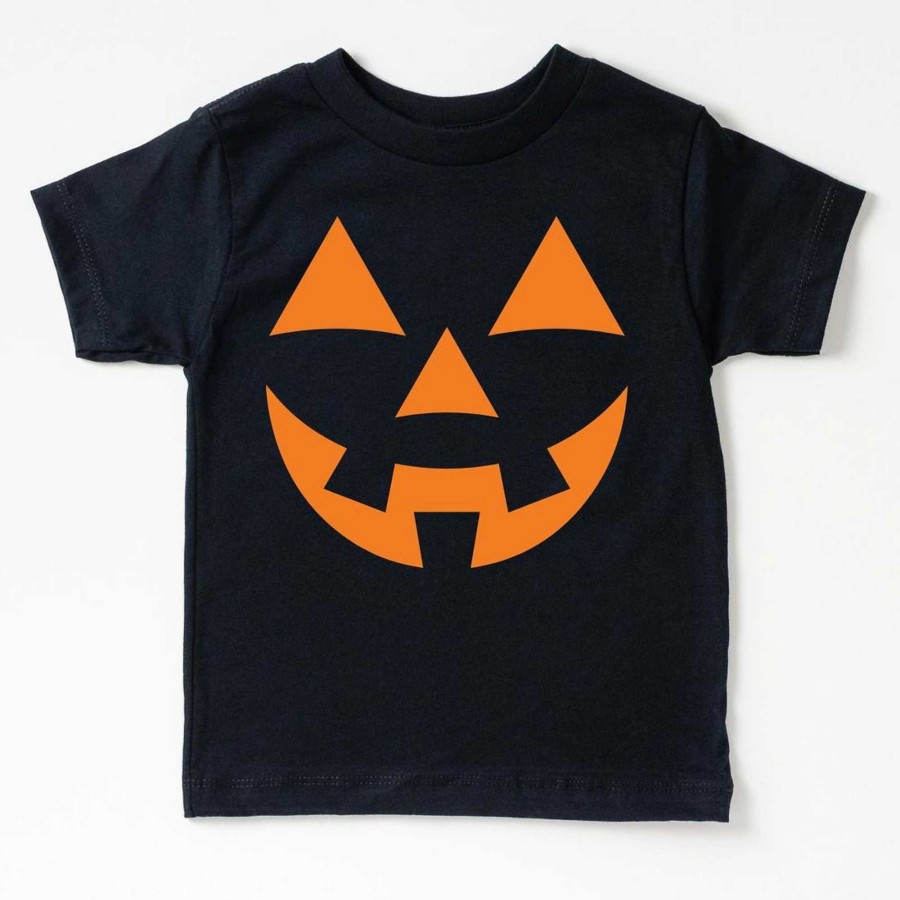 Boy Benny & Ray Apparel | Kid'S Graphic Short Sleeve Tee, Jack O Lantern Face Black/Orange