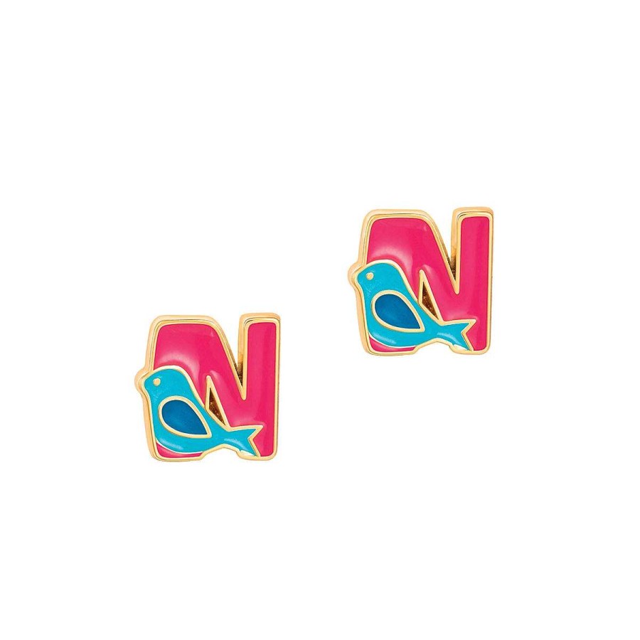 Baby Stuff Girl Nation Dress Up | Cutie Initial Stud Earrings, "N"