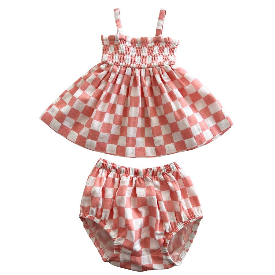 Girl SIIX Collection | Sorbet Checkerboard / Organic Smocked Set