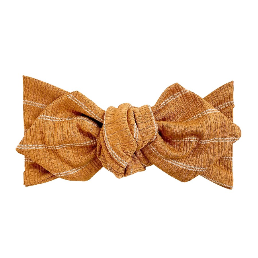 Girl Eyee Kids | Top Knot Headband, Ribbed Terracotta Stripe