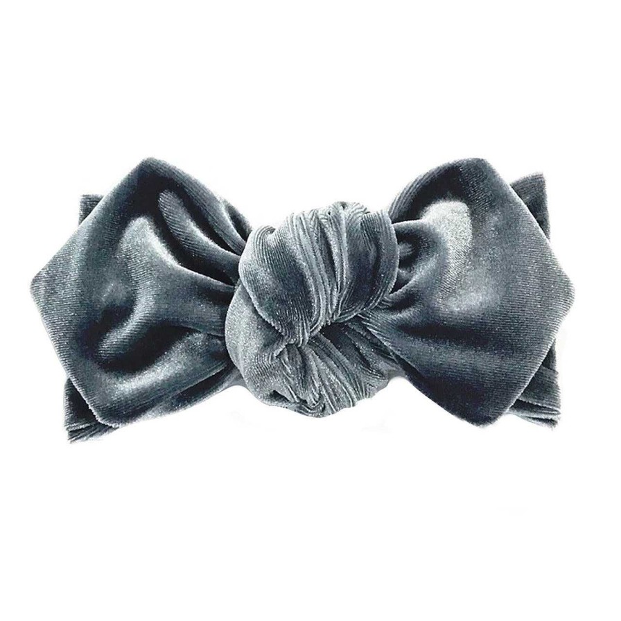 Girl Eyee Kids | Top Knot Headband, Grey Velvet