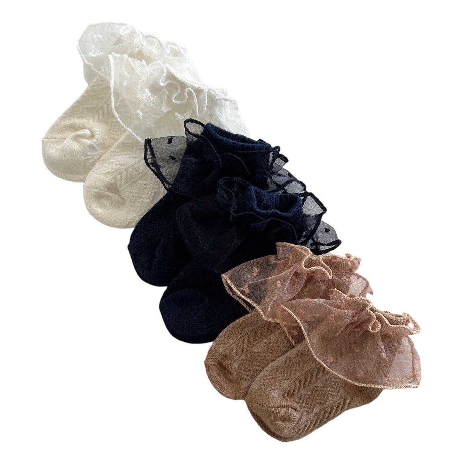 Accessories Sold by SpearmintLOVE | 3-Pack Fancy Sneaker Socks, Beige, White, Navy