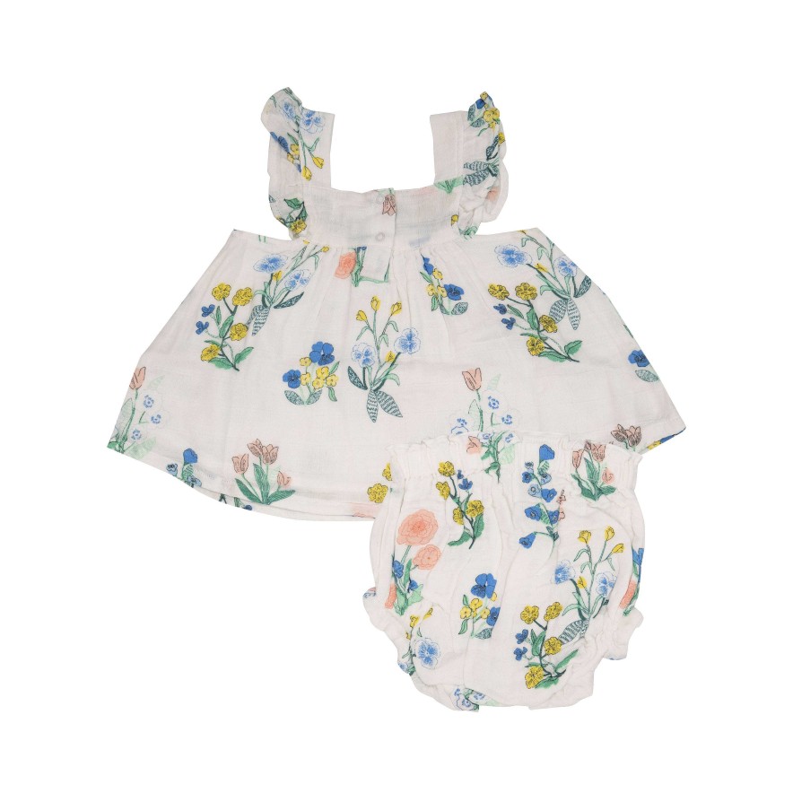 Girl Angel Dear | Butterfly Sleeve Pinafore Top & Bloomer, Urban Floral