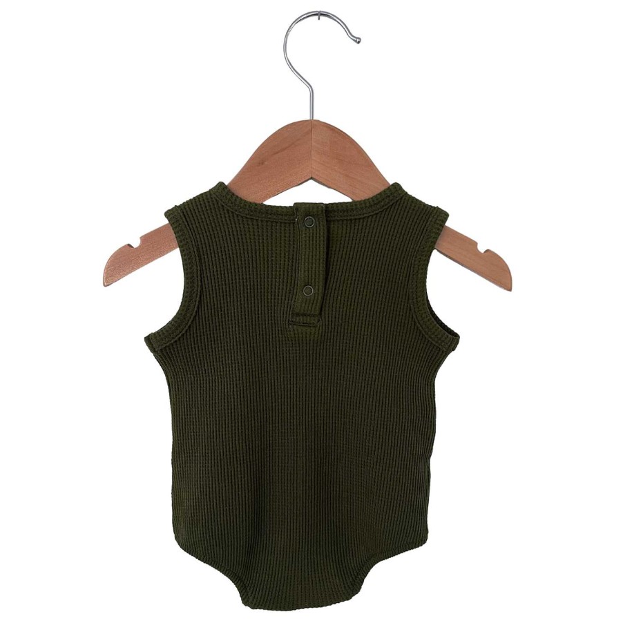 Girl SpearmintLOVE | Organic Waffle Bubble Romper, Forest