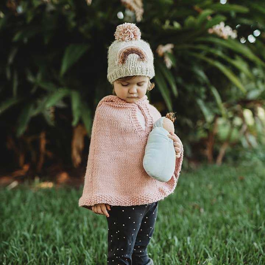 Accessories Huggalugs | Mauve Rainbow Knit Pom Hat