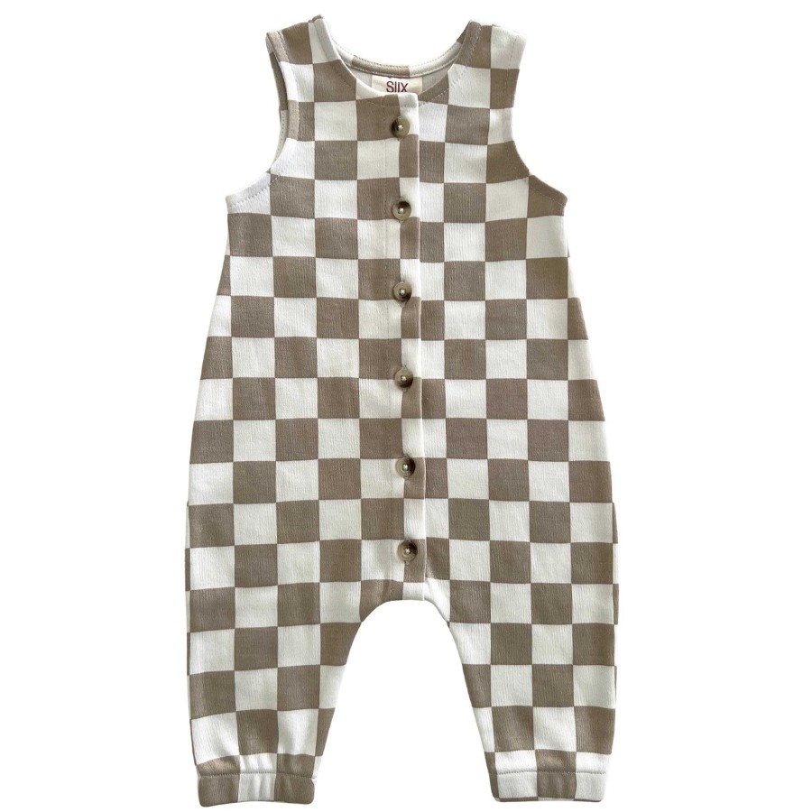 Boy SIIX Collection | Tiramisu Checkerboard / Organic Bay Jumpsuit