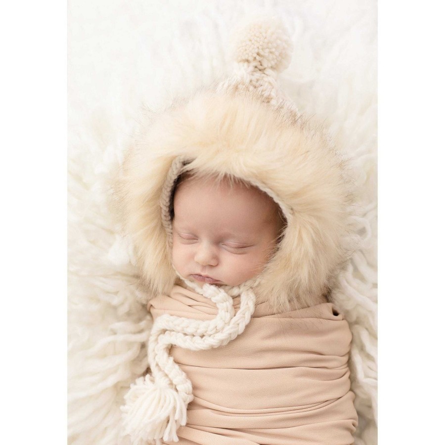 Accessories Huggalugs | Fur Trimmed Bonnet, Natural