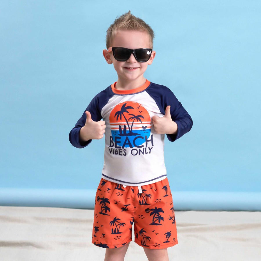 Boy Gerber Childrenswear | Rash Guard & Swim Trunks Set, Beach Vibes