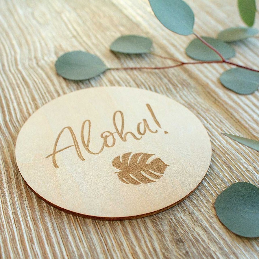 Baby Stuff Bebe Au Lait | Wooden Keepsake Disc, Aloha