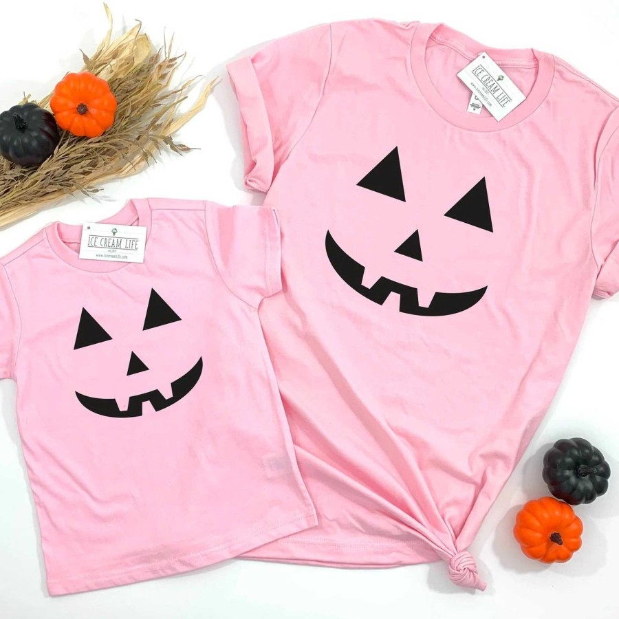 Girl Ice Cream Life | Jack-O-Lantern Halloween Kid'S Graphic Tee, Pink