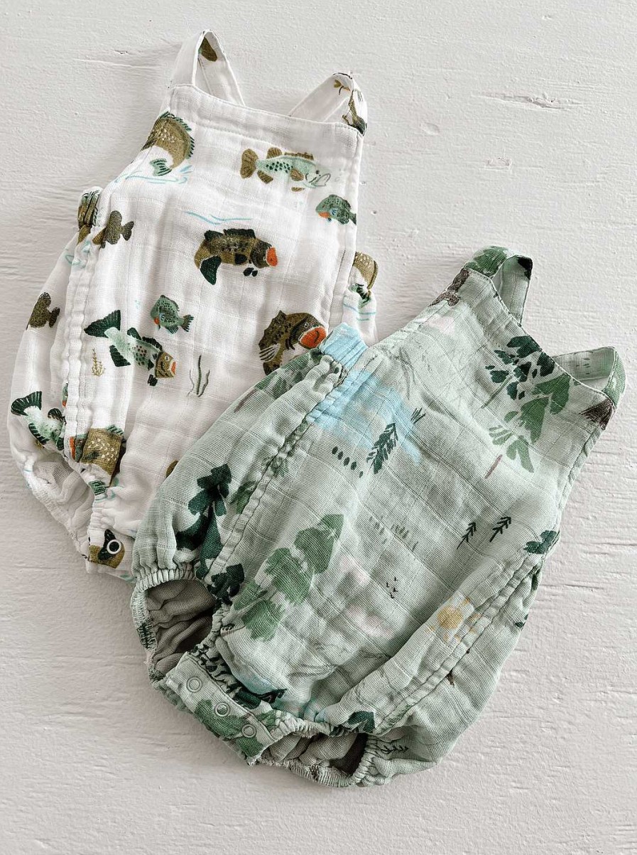 Boy Angel Dear | Muslin Retro Sunsuit, Mountain Cabin