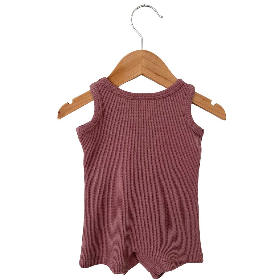 Boy SpearmintLOVE | Organic Waffle Shortie Romper, Winterberry