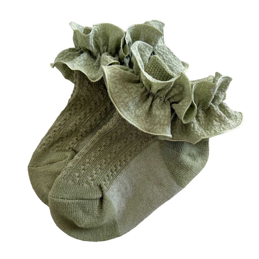 Accessories Sold by SpearmintLOVE | Scrunchie Ruffle Socks, Sage