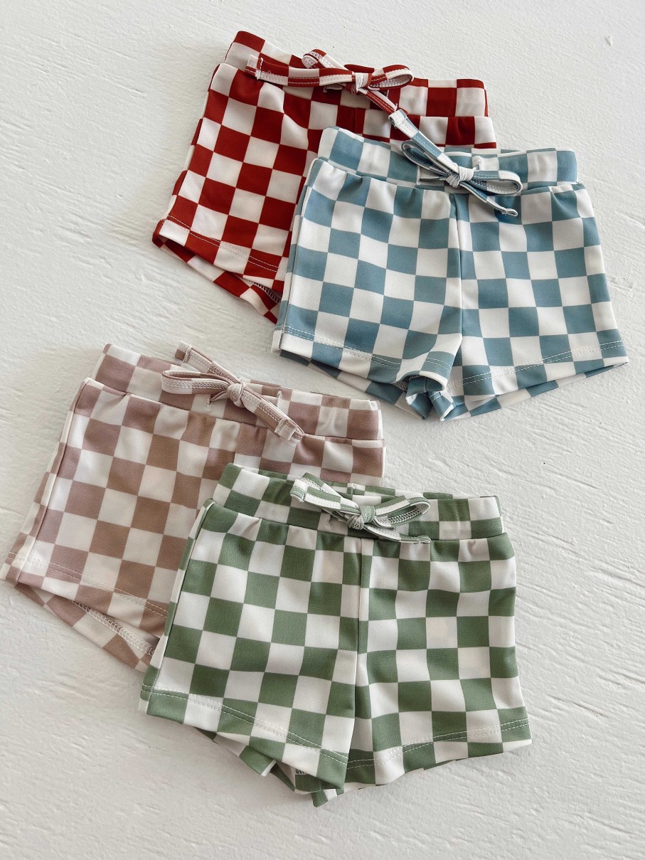 Boy SIIX Collection | Stracciatella Checkerboard / Riviera Swim Short / Upf 50+