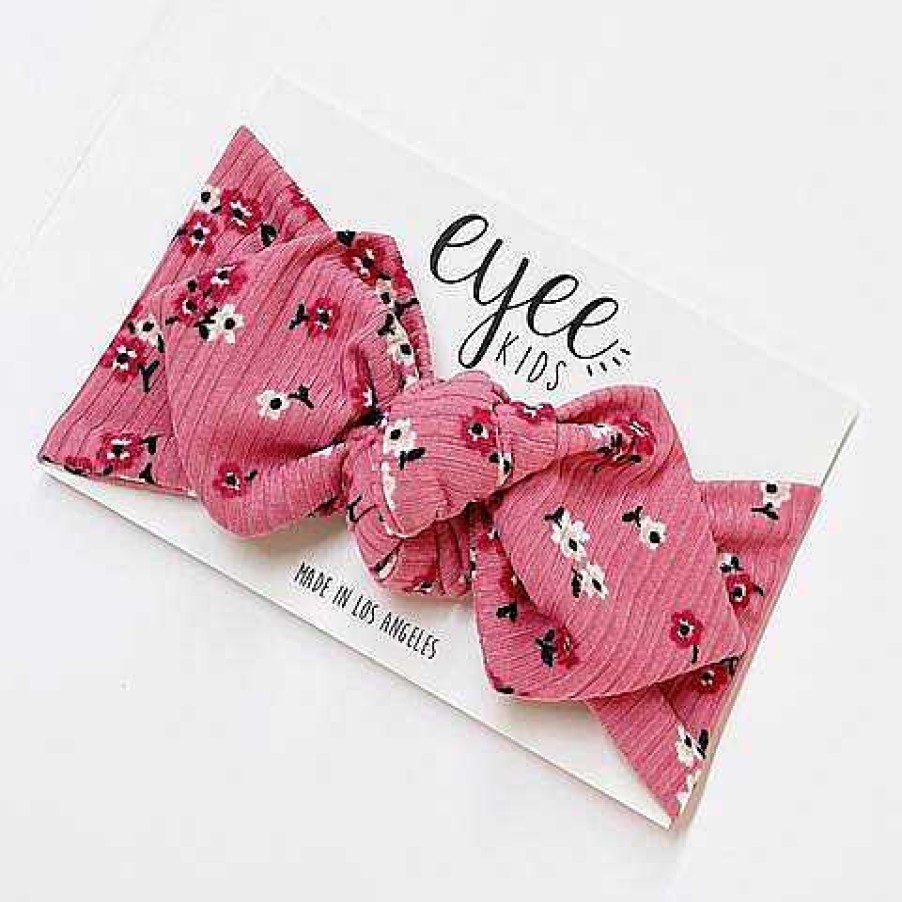 Girl Eyee Kids | Top Knot Headband, Ribbed Mauve Cherry Blossom