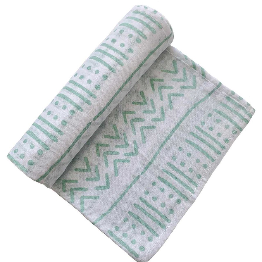 Baby Stuff SpearmintLOVE | Muslin Swaddle Blanket, Seafoam Mudcloth