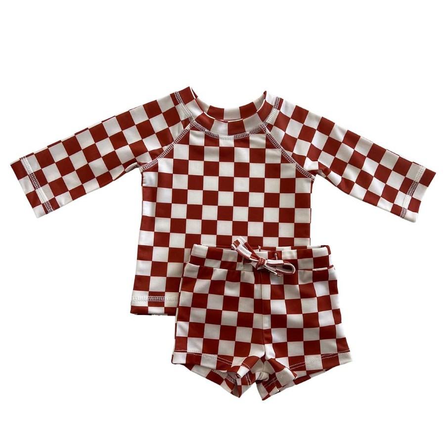 Boy SIIX Collection | Stracciatella Checkerboard / Mar Rashguard Set / Upf 50+