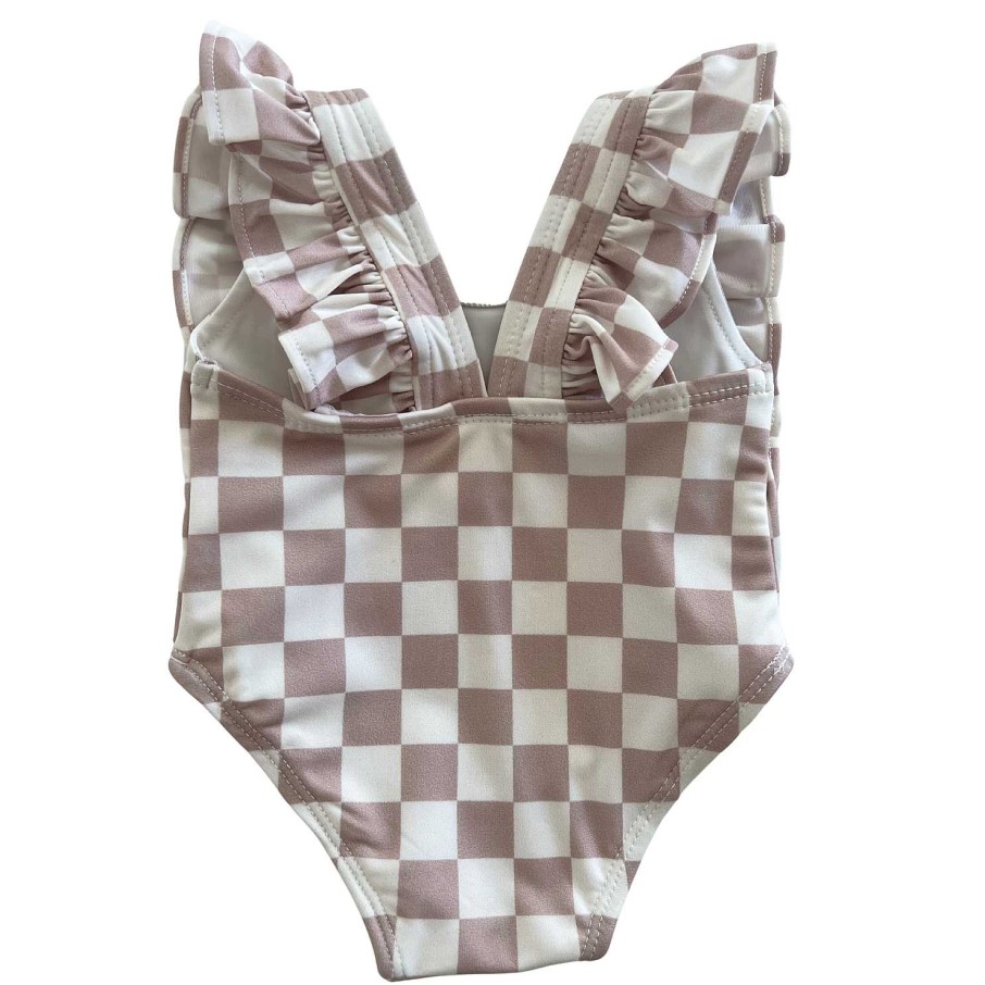 Girl SIIX Collection | Tiramisu Checkerboard / Monaco Swimsuit / Upf 50+