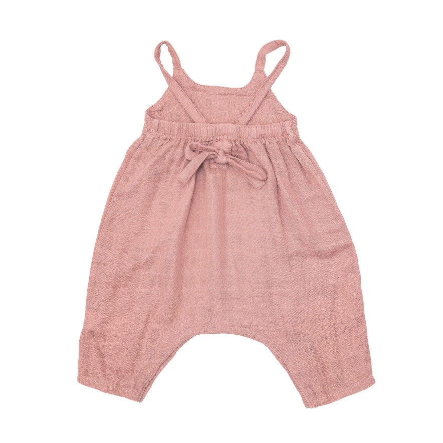 Girl Angel Dear | Tie Back Romper, Rose Tan