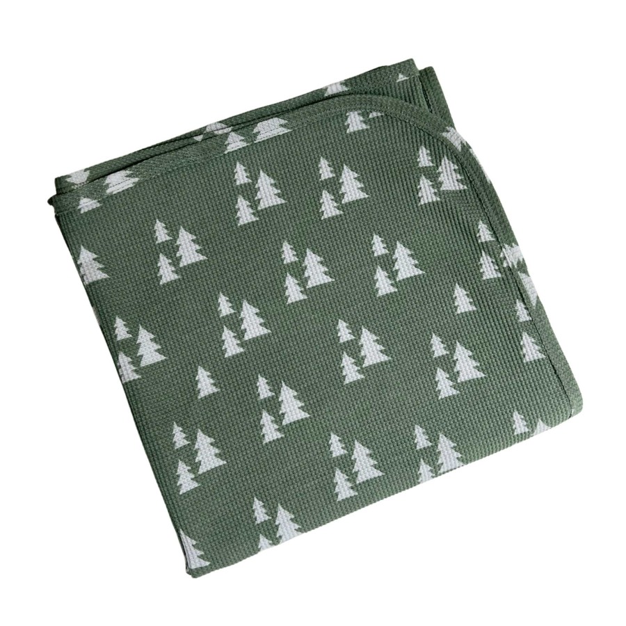 Baby Stuff SpearmintLOVE | Organic Cotton Waffle Swaddle, Alpine Trees