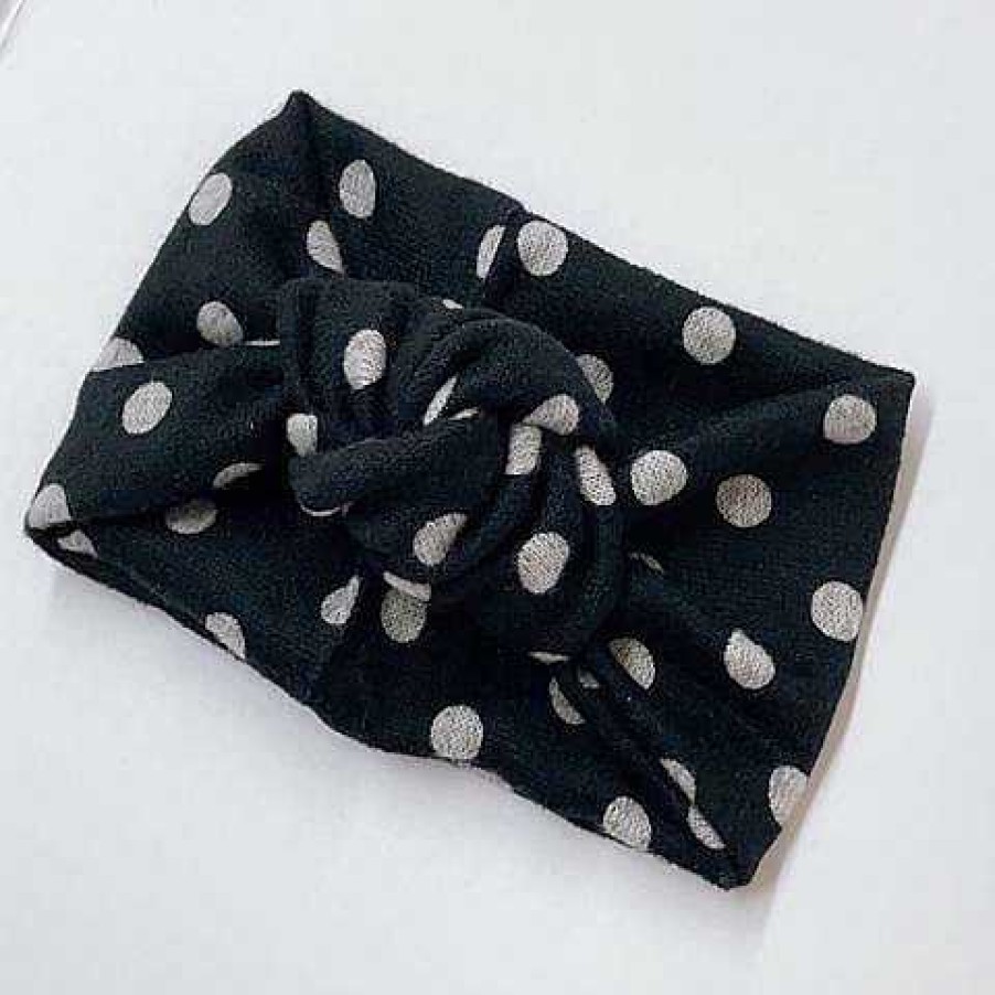 Girl Eyee Kids | Twist Knot Headband, Black Polka Dots