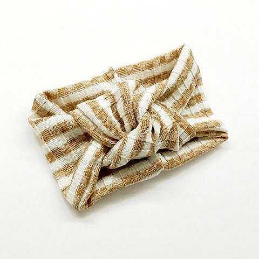 Girl Eyee Kids | Twist Knot Headband, Caramel/White Stripe