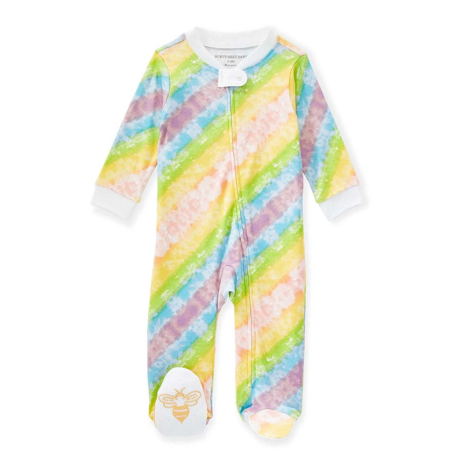 Girl Burt's Bees Baby | St. Patrick'S Day Organic Cotton Footie, Rainbow Tie Dye