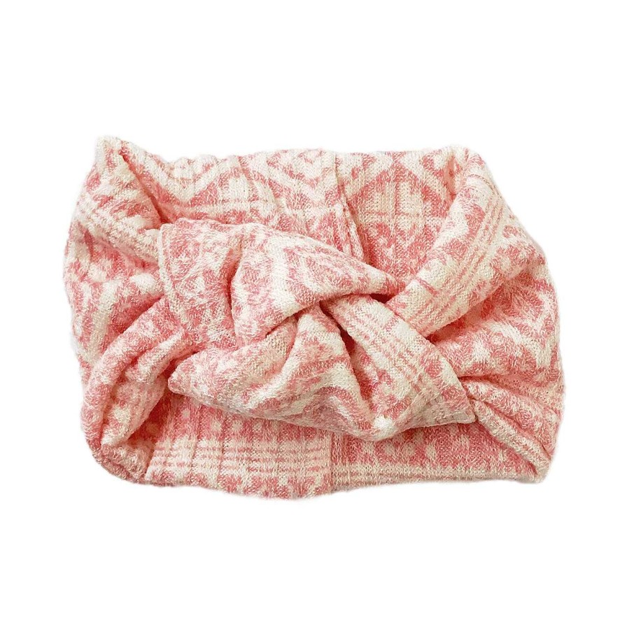 Girl Eyee Kids | Twist Knot Headband, Pink/White Aztec