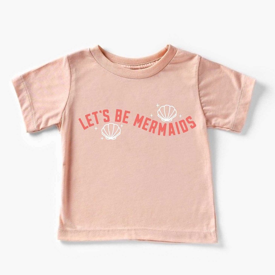 Girl Benny & Ray Apparel | Kid'S Graphic Short Sleeve Tee, Let'S Be Mermaids Peach