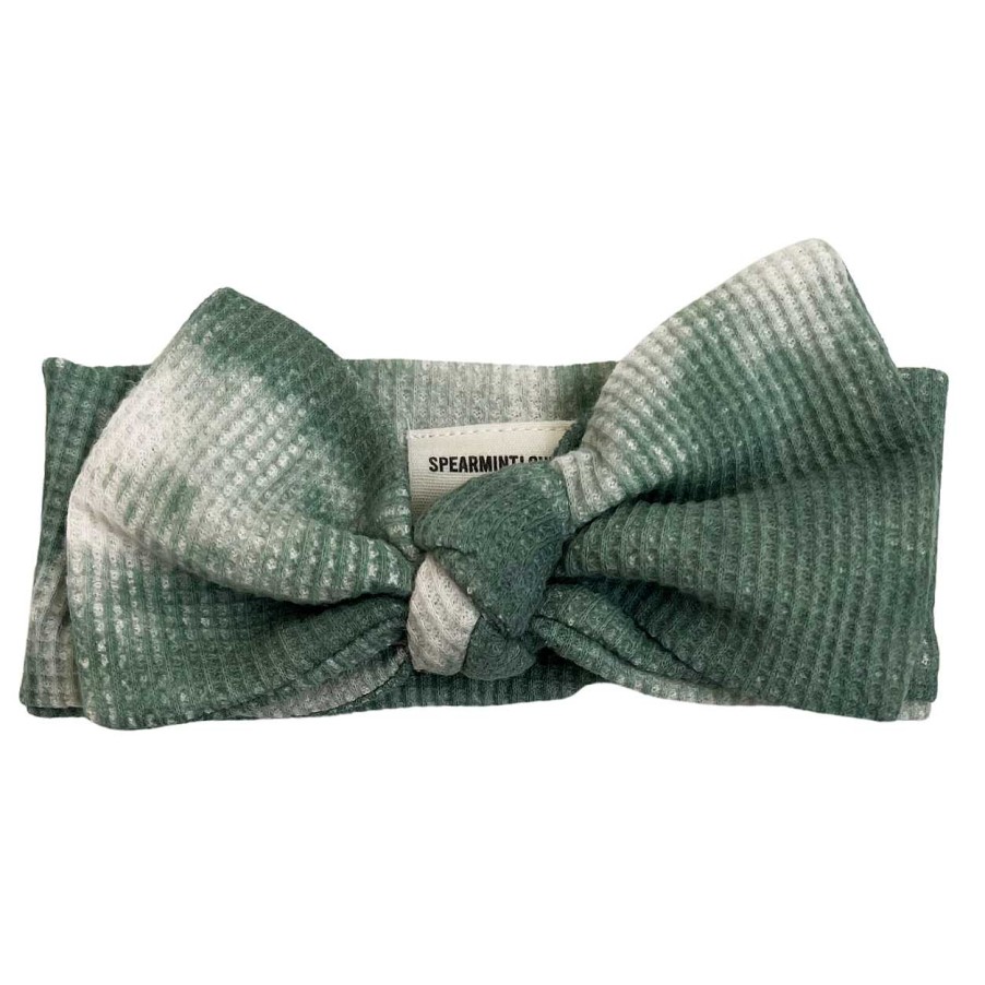 Girl SpearmintLOVE | Organic Waffle Knot Bow, Matcha Tie Dye