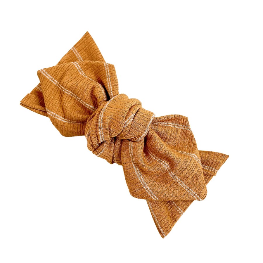 Girl Eyee Kids | Top Knot Headband, Ribbed Terracotta Stripe